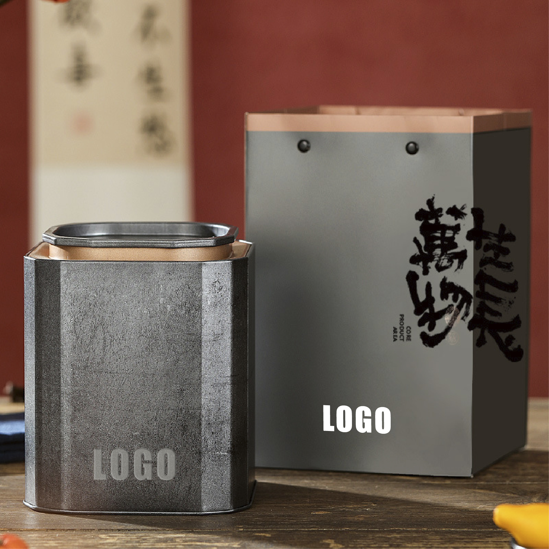 復古茶葉方形馬鐵罐